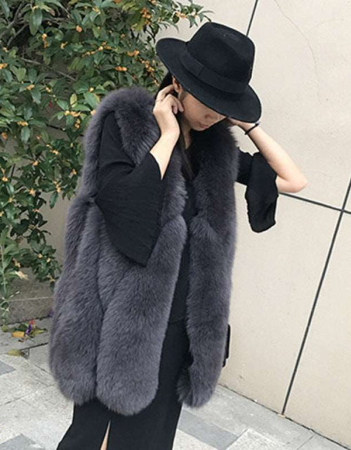 Load image into Gallery viewer, Elegant Fashion Stylish Faux Fur Vest Women&#39;s Mid-length Vest Coat Dark Gray
