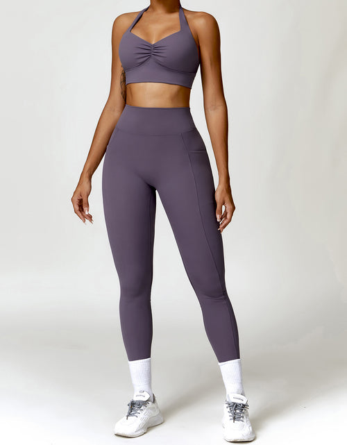 Load image into Gallery viewer, Effortless Performance: Quick-Drying Workout Clothes Running Sports Suit for Women - Stay Stylish and Dry in Every Move Eggplant Bra Trousers
