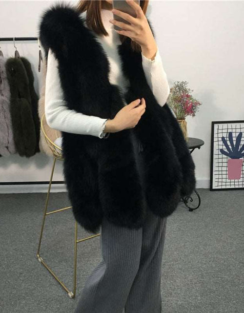 Load image into Gallery viewer, Elegant Fashion Stylish Faux Fur Vest Women&#39;s Mid-length Vest Coat Black
