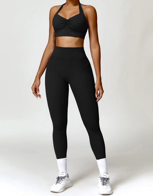 Load image into Gallery viewer, Effortless Performance: Quick-Drying Workout Clothes Running Sports Suit for Women - Stay Stylish and Dry in Every Move Premium Black Bra Trousers
