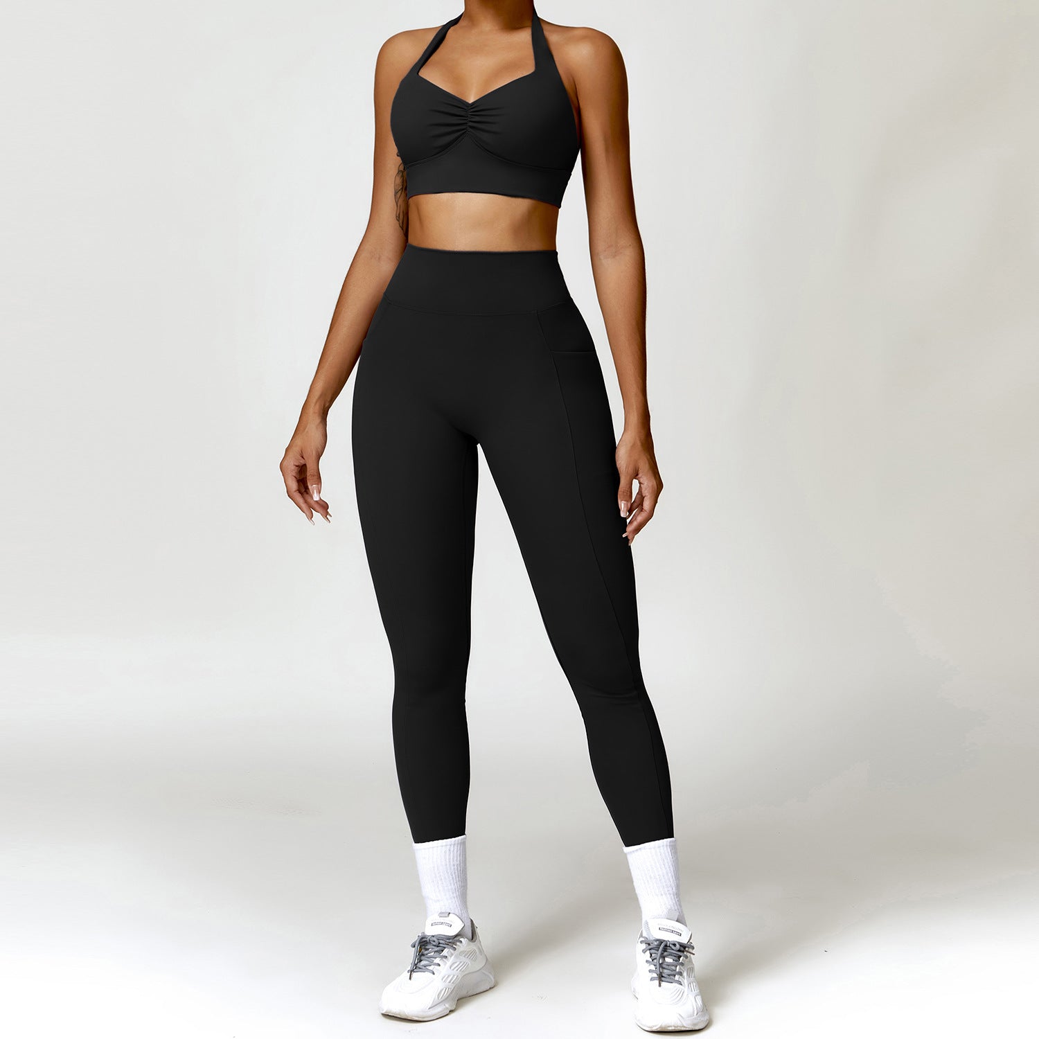 Effortless Performance: Quick-Drying Workout Clothes Running Sports Suit for Women - Stay Stylish and Dry in Every Move Premium Black Bra Trousers