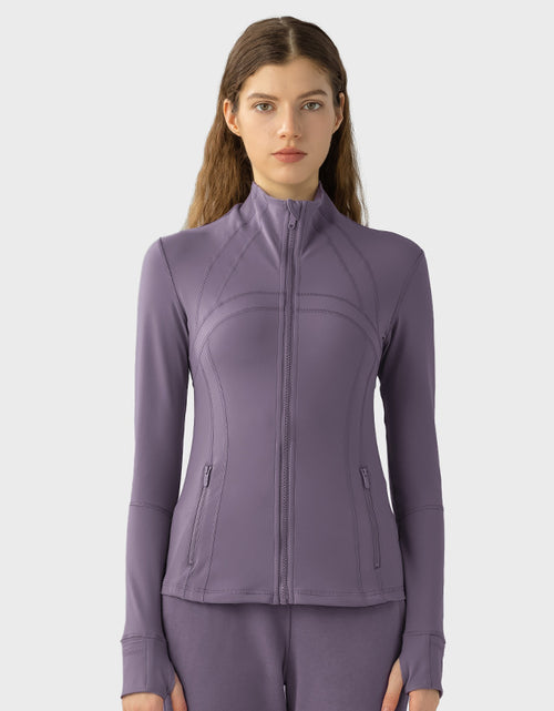 Load image into Gallery viewer, Plain Solid Color Yoga Fitness Exercise Women&#39;s Slim-fit Stretch Sports Jacket Persian Purple New Color
