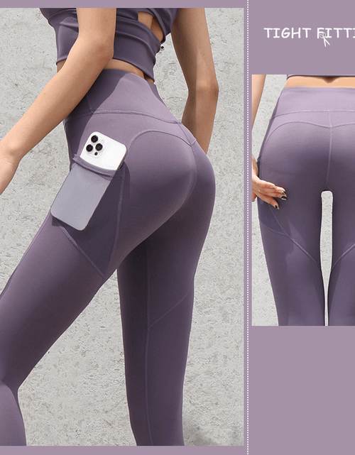 Load image into Gallery viewer, Enhance Your Workout: Seamless Leggings with Pockets, Push-Up High Waist - Women&#39;s Fitness Running Yoga Pants for Gym Sports Tomato Purple
