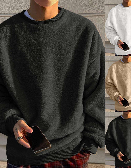 Load image into Gallery viewer, Men&#39;s Round Neck Pullover Pocket Long Sleeve Double-sided Velvet
