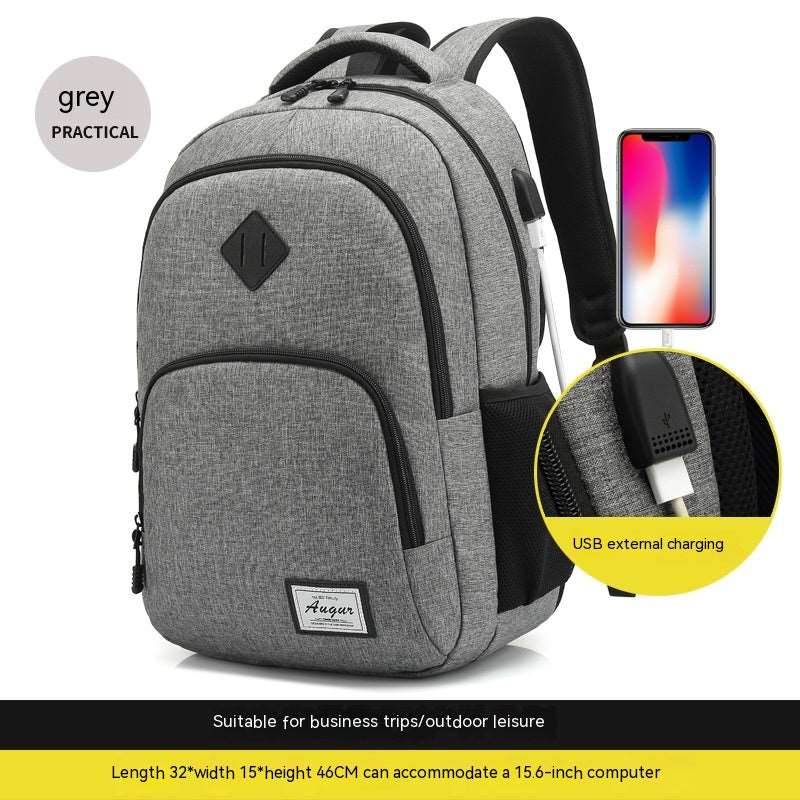 Backpack Simple And Lightweight Charging With USB Interface Light Gray