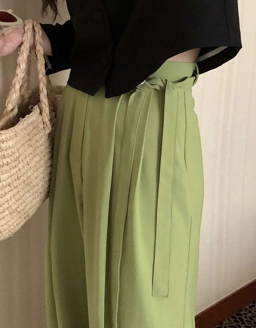 Load image into Gallery viewer, New Wide-leg Pants Women&#39;s High Waist Drooping Suit Pants Loose Dark Green
