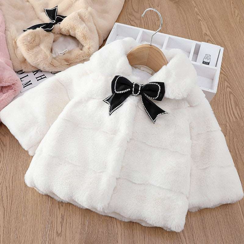 Cutie Winter Fur Coat for Young Girls Fur Short Coat Children's Fur Coat (80cm to 110cm) White