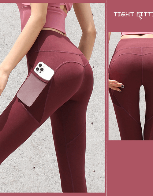 Load image into Gallery viewer, Enhance Your Workout: Seamless Leggings with Pockets, Push-Up High Waist - Women&#39;s Fitness Running Yoga Pants for Gym Sports Plum pulp Red
