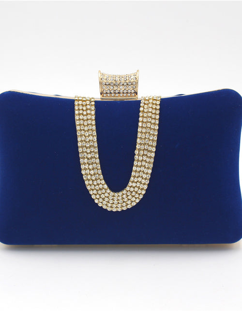 Load image into Gallery viewer, Suede European And American Food Bag U-shaped Diamond Sapphire Blue 20cm6cm12cm
