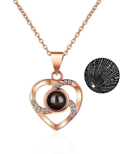 Load image into Gallery viewer, 100 Languages I Love You Projection Necklace Electroplating Heart Romantic Necklace Rose Gold Love Necklace
