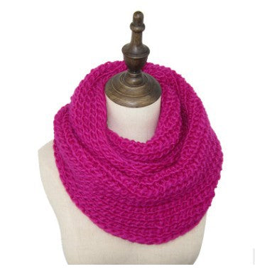 Men Scarf Women Knitted Scarf Girl Collar Deep Rose Adjustable