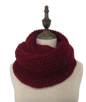 Men Scarf Women Knitted Scarf Girl Collar Dark Red Adjustable