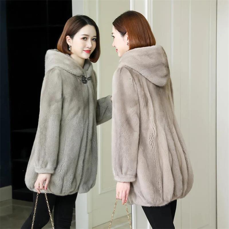 Ladies Winter Mink OL Commuting Work Informal Coat Fur Coat