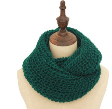 Men Scarf Women Knitted Scarf Girl Collar Dark Green Adjustable