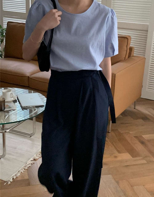 Load image into Gallery viewer, New Wide-leg Pants Women&#39;s High Waist Drooping Suit Pants Loose Navy Blue
