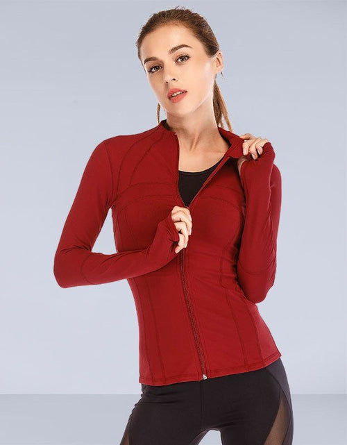 Load image into Gallery viewer, Master Your Fitness: Professional Yoga Long-Sleeved Quick Dry Leisure Sports Apparel for Women - Autumn &amp; Winter Performance Wear Wine red
