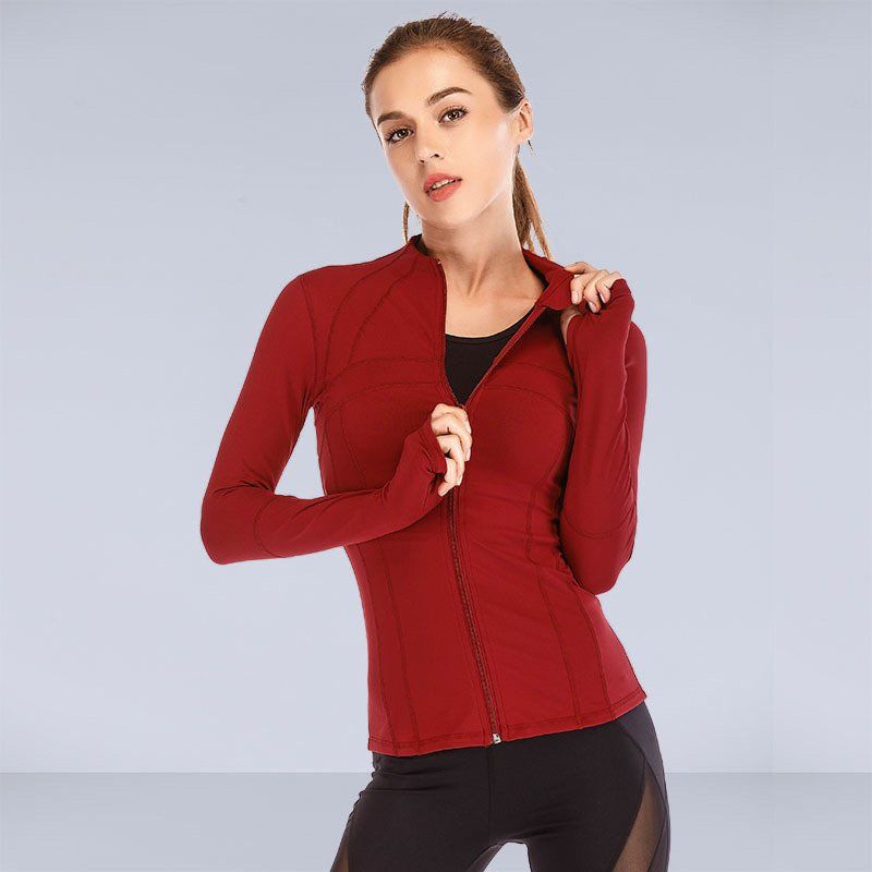 Master Your Fitness: Professional Yoga Long-Sleeved Quick Dry Leisure Sports Apparel for Women - Autumn & Winter Performance Wear Wine red