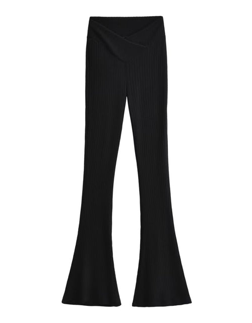 Load image into Gallery viewer, Enhanced Style: Hip Lifting and Leg-Lengthening Knitted Micro Flare Pants - Elevate Your Look with Flattering Silhouette and Comfort Black
