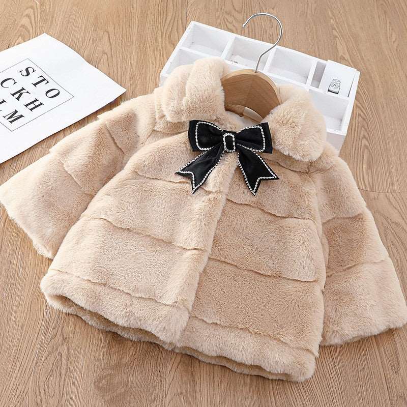 Cutie Winter Fur Coat for Young Girls Fur Short Coat Children's Fur Coat (80cm to 110cm) Brown