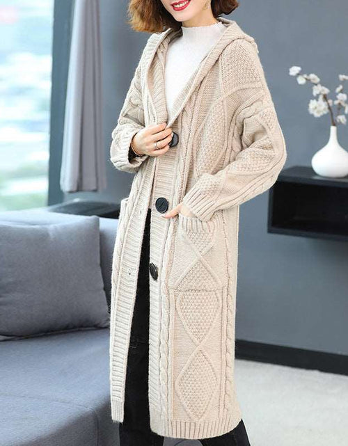 Load image into Gallery viewer, Coat Long Fashion Temperament Coarse Yarn Twist Slim-fit Knitted Cardigan
