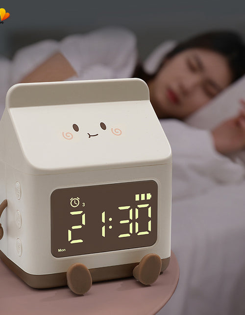 Load image into Gallery viewer, Smart Student Only Charging Cartoon Milk Carton Alarm Clock
