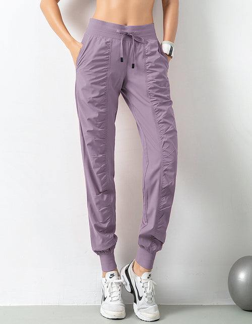 Load image into Gallery viewer, Stay Active in Comfort: Women&#39;s Casual Sports Pants with Loose Legs, Drawstring High Waist, and Pockets - Perfect for Running, Gym, and Yoga Fitness Grey Purple
