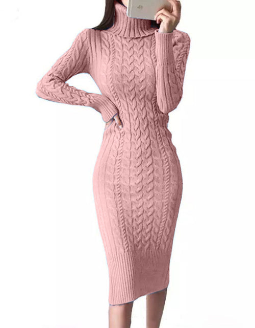 Load image into Gallery viewer, Slim-fit Plain Color Sweet Style Mid-length Bag Hip Bottoming Skirt Slim-fit Knit Dress Pink
