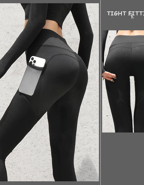 Load image into Gallery viewer, Enhance Your Workout: Seamless Leggings with Pockets, Push-Up High Waist - Women&#39;s Fitness Running Yoga Pants for Gym Sports Star Flare Black
