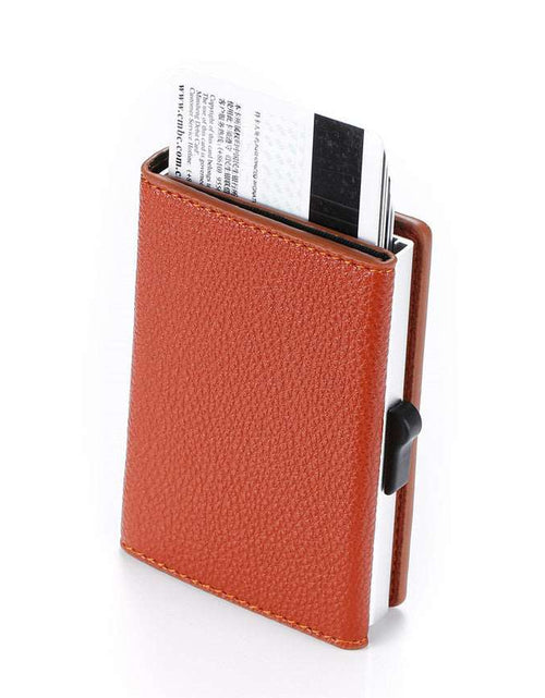 Load image into Gallery viewer, Metal Card Box Zipper Automatically Ejects Credit Card Case Red
