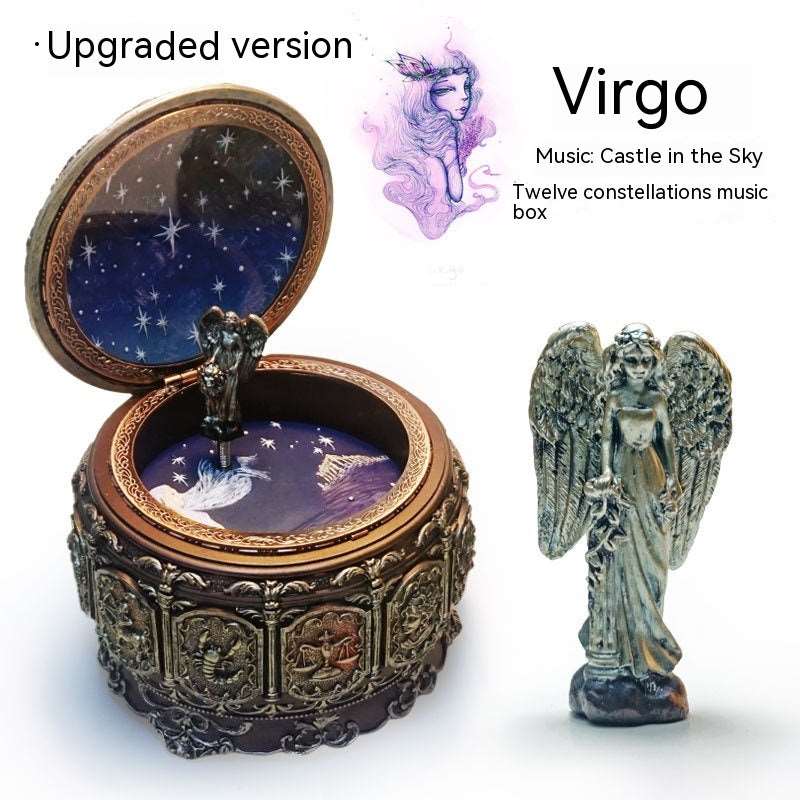 Retro Rotating Luminous Constellation Music Box Birthday Gift For Girls Virgo Music Sky City