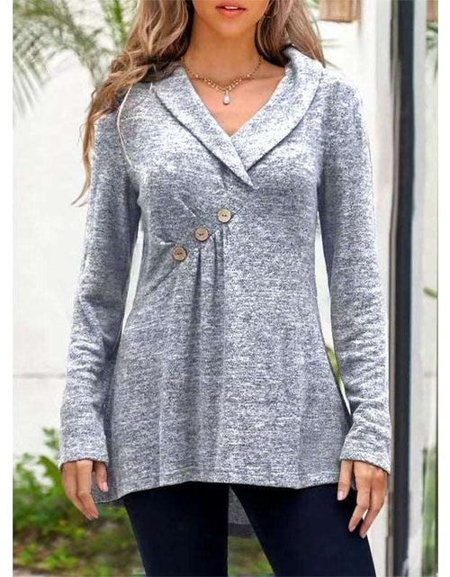 Load image into Gallery viewer, V Neck Plain Color Long Sleeve Knitwear Cashmere Sweater Base Coat Light Grey
